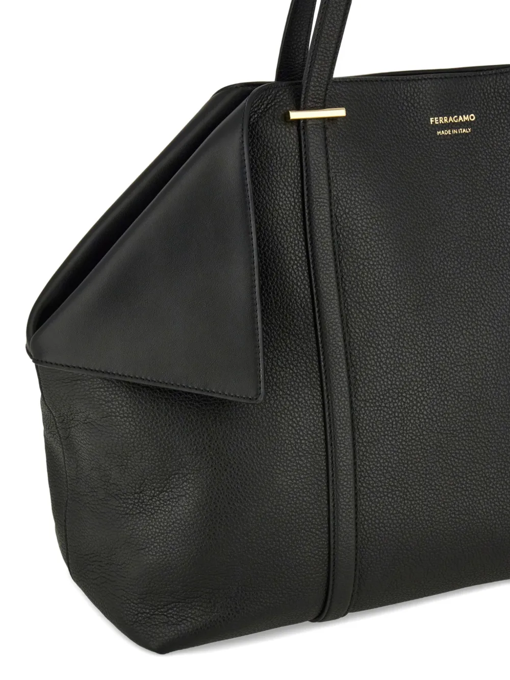 Ferragamo Large Folded-sides Tote Bag In Black