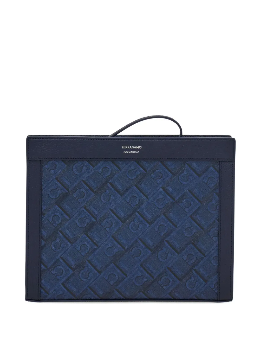 Ferragamo Clutch mit Jacquard-Monogramm - Blau