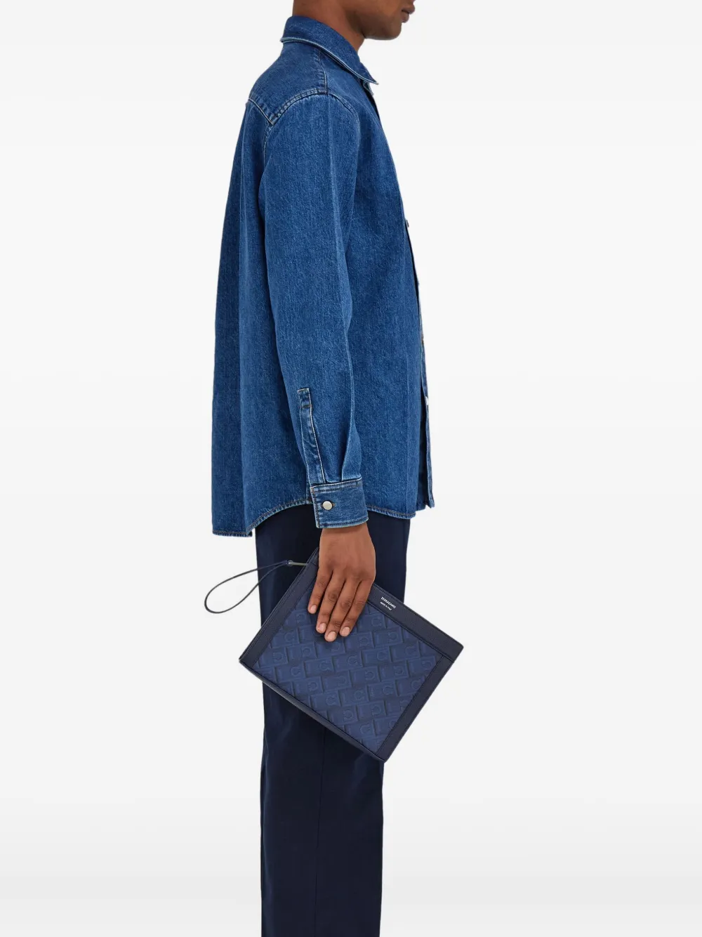 Ferragamo Clutch met jacquard monogram - Blauw