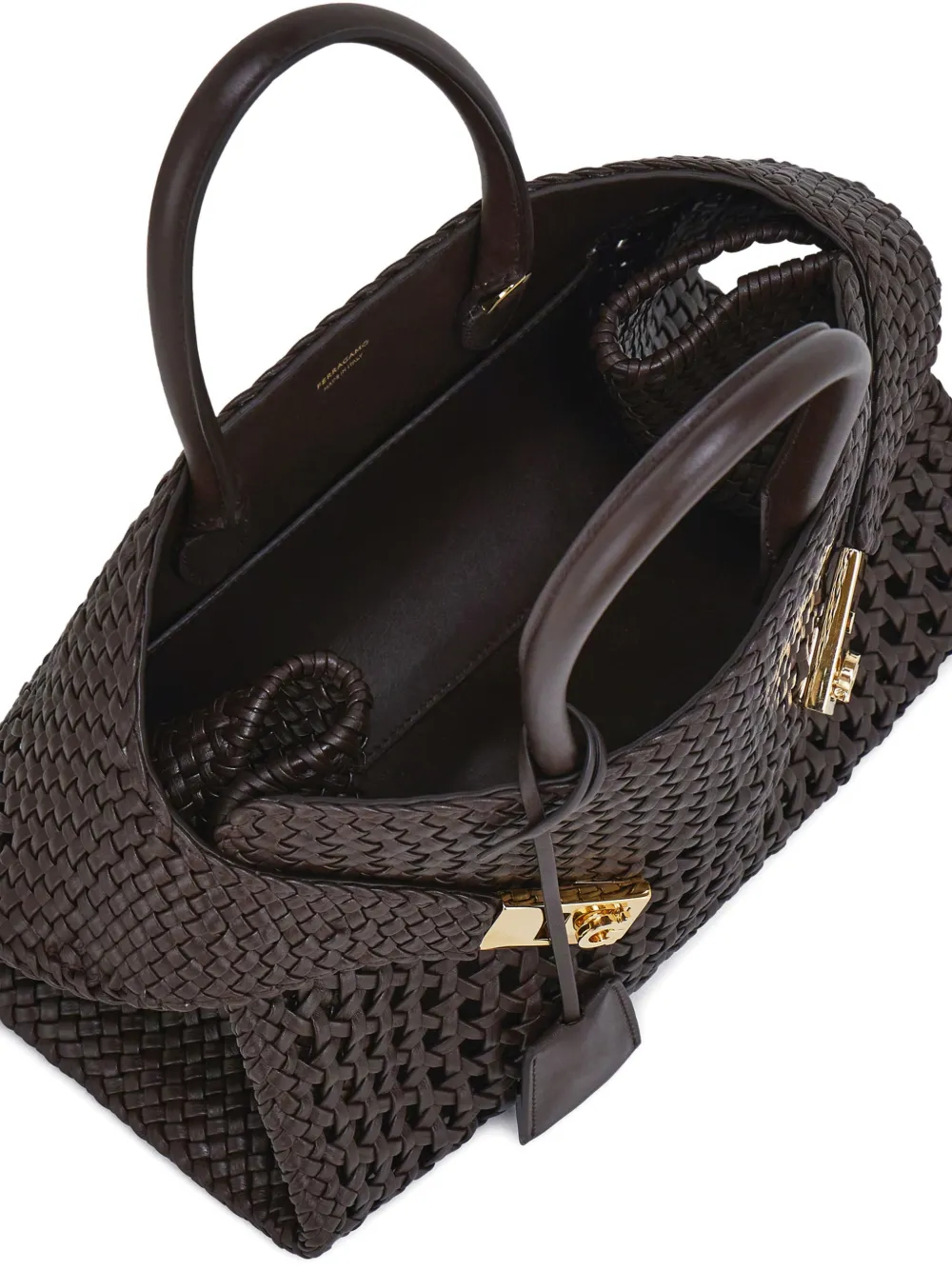 Ferragamo Geweven shopper Bruin