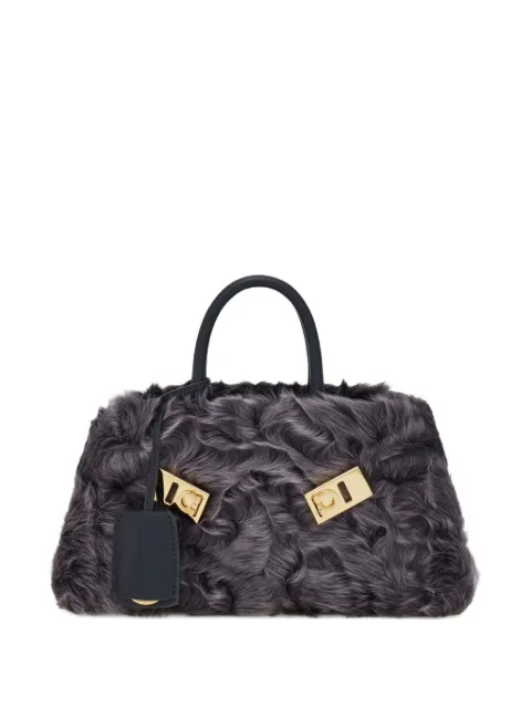 Ferragamo mini Hug shearling-front cross body bag 