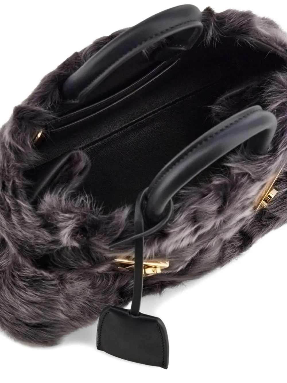 Ferragamo Hug kleine crossbodytas met lammy voorkant Grijs