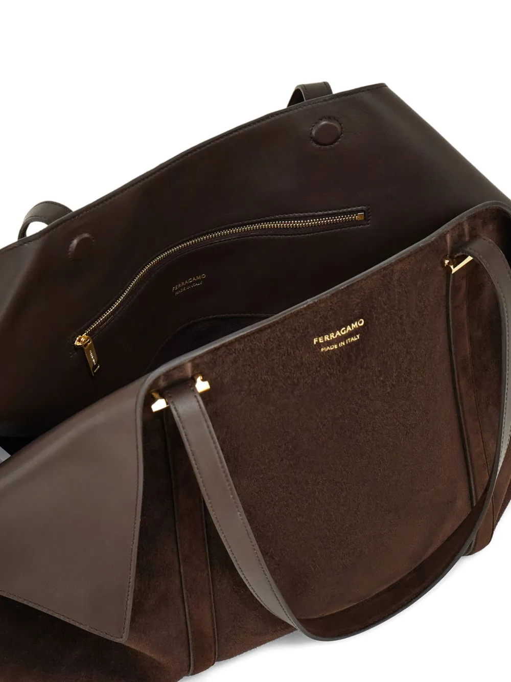 Ferragamo Grote shopper met gevouwen zijkanten Bruin