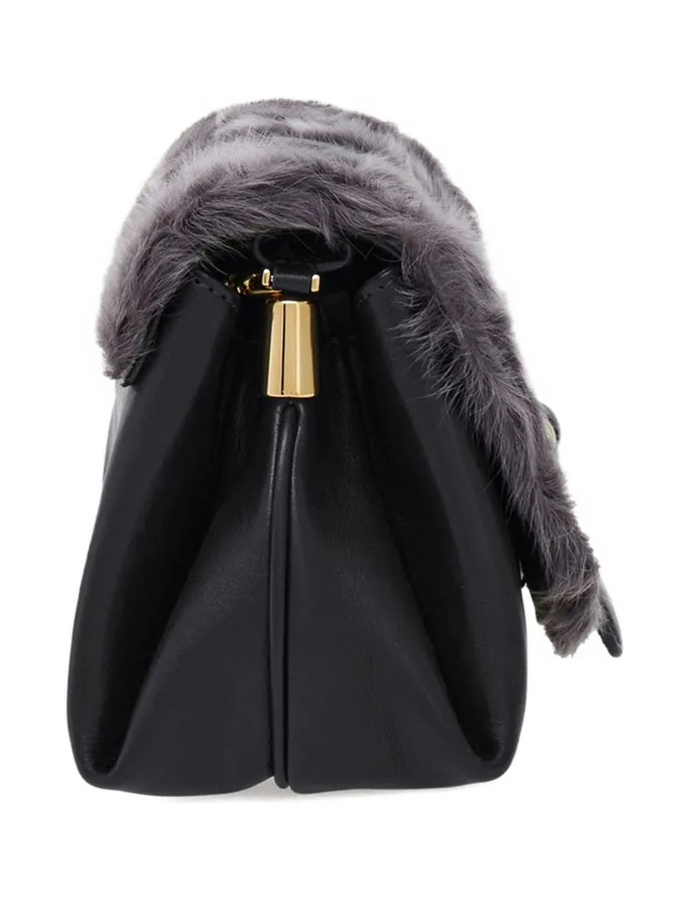 Ferragamo Small Shearling-front Clutch Bag In Orange