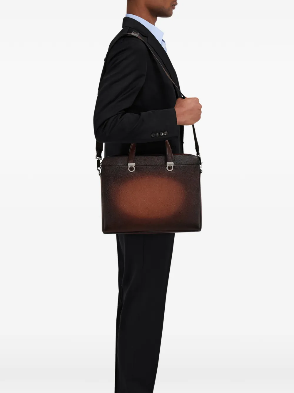  Ferragamo Gancini Briefcase - Brown 