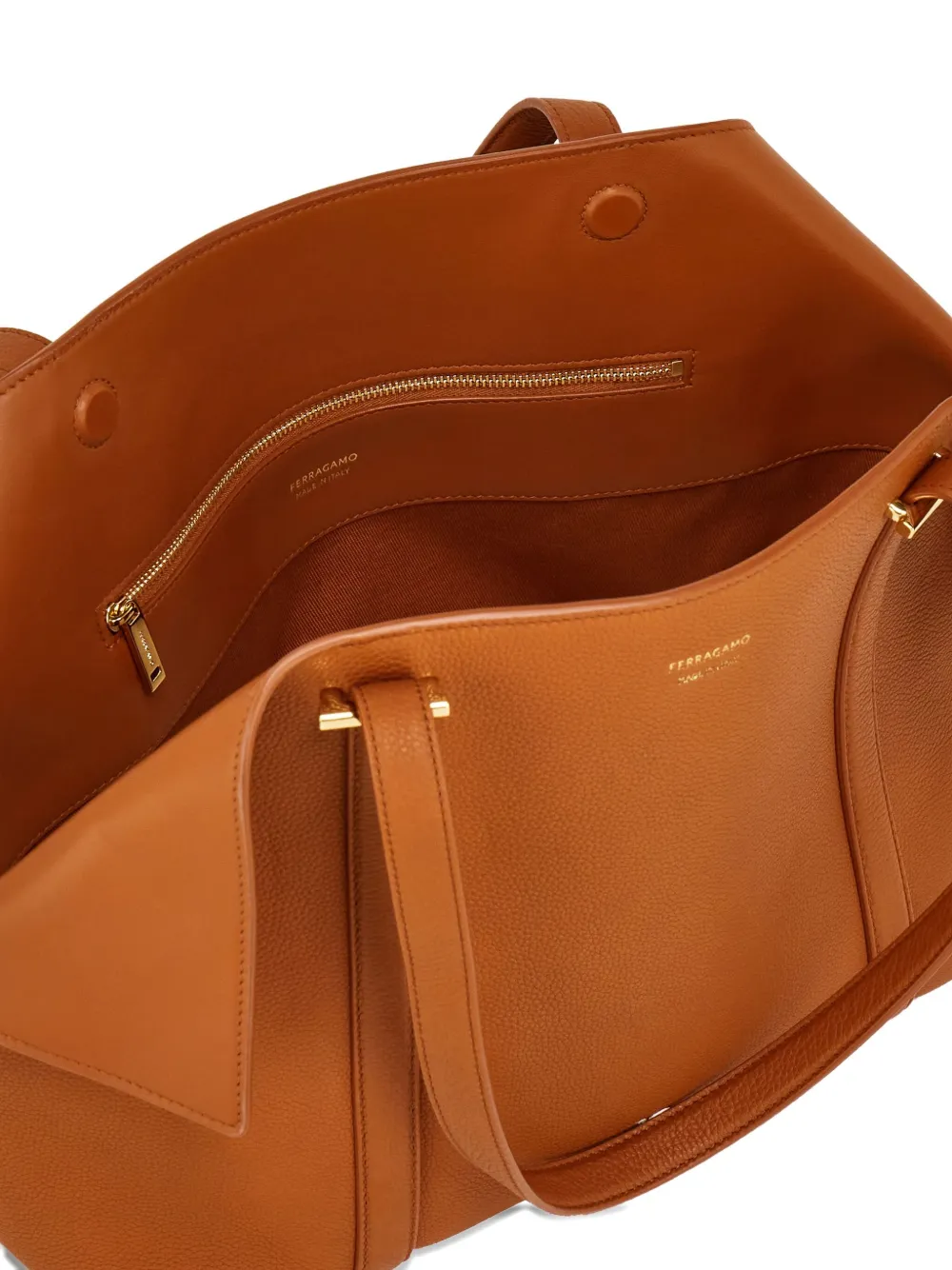 Ferragamo Medium shopper met gevouwen zijkanten Bruin