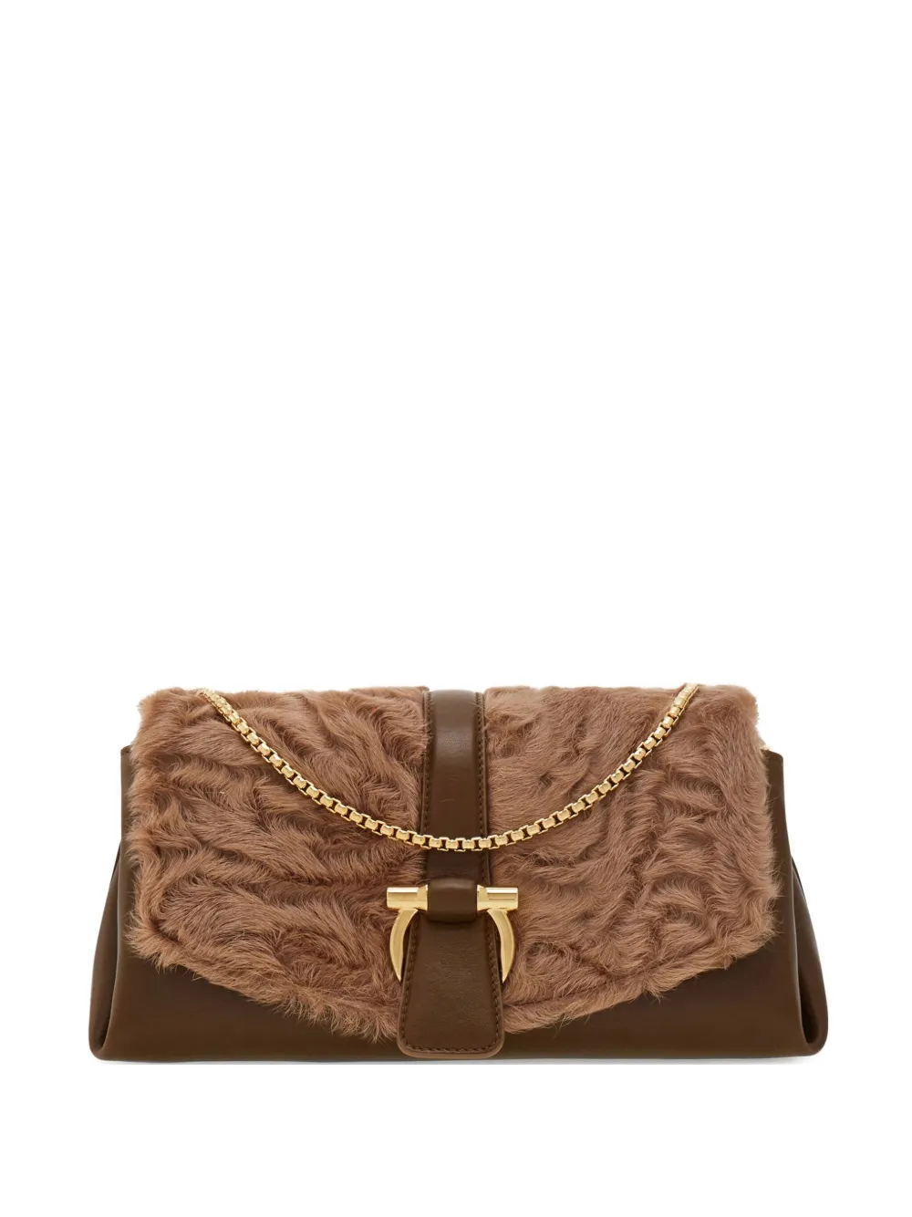 Ferragamo shearling-front mini bag - Brown