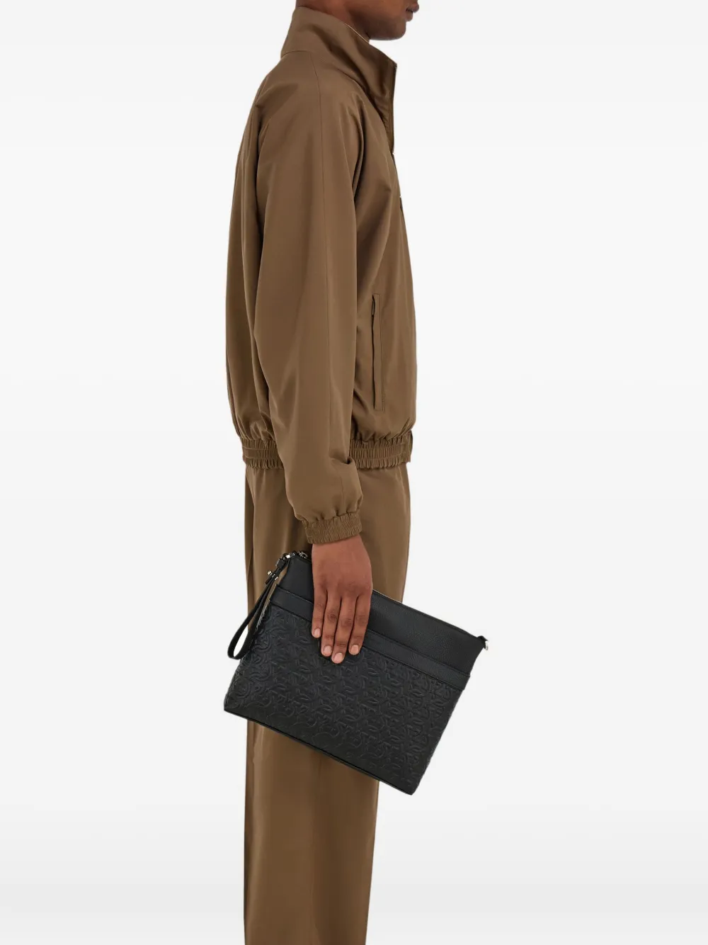 Ferragamo Gancini messengertas met patroon Zwart
