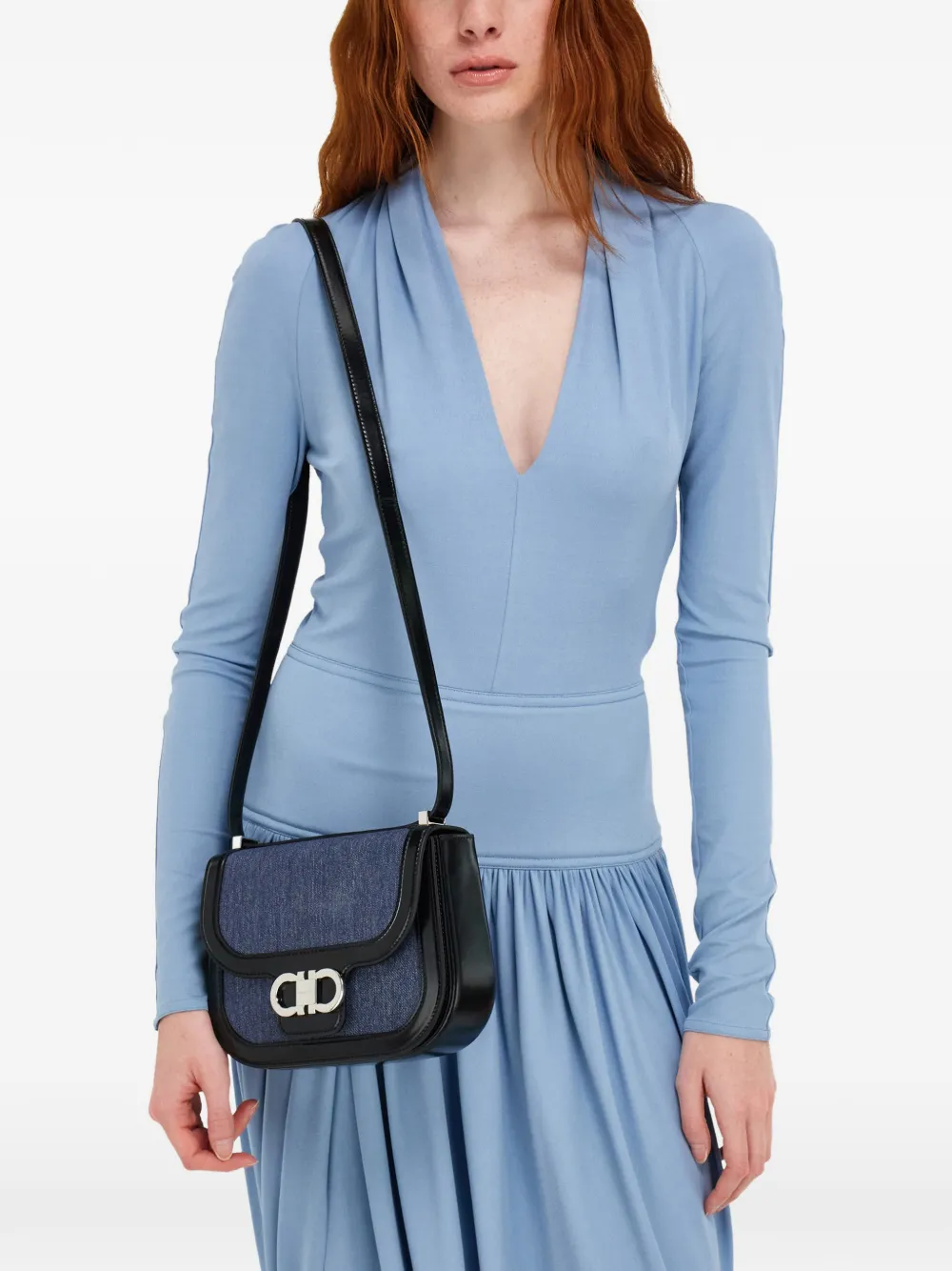 extra small double Gancini crossbody bag