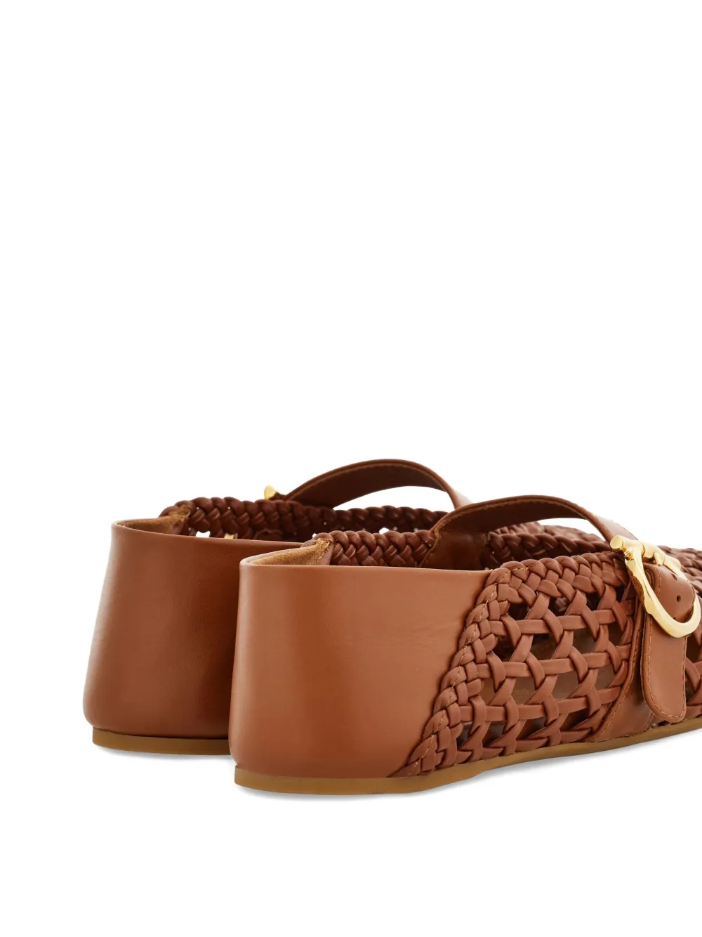 Ferragamo Ballerina's met gevlochten gesp Bruin