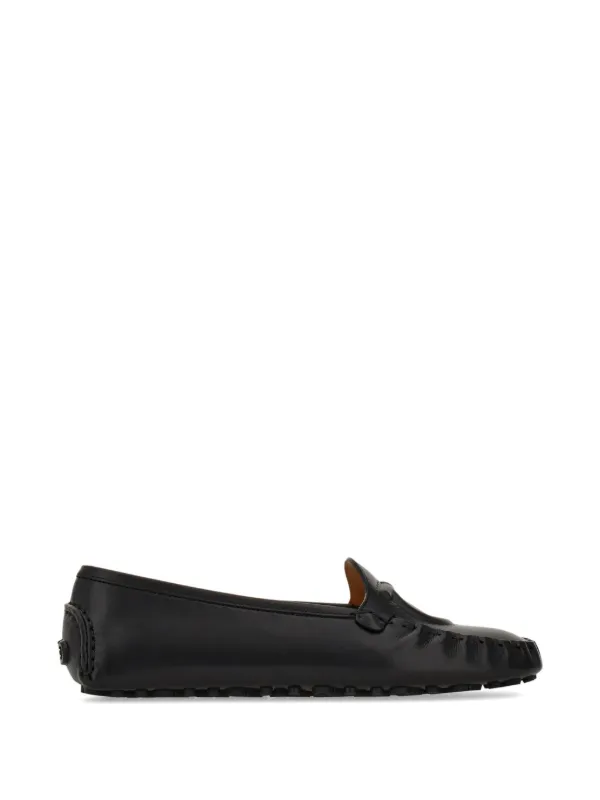 Ferragamo Gancini Detail Driver Loafers in Black