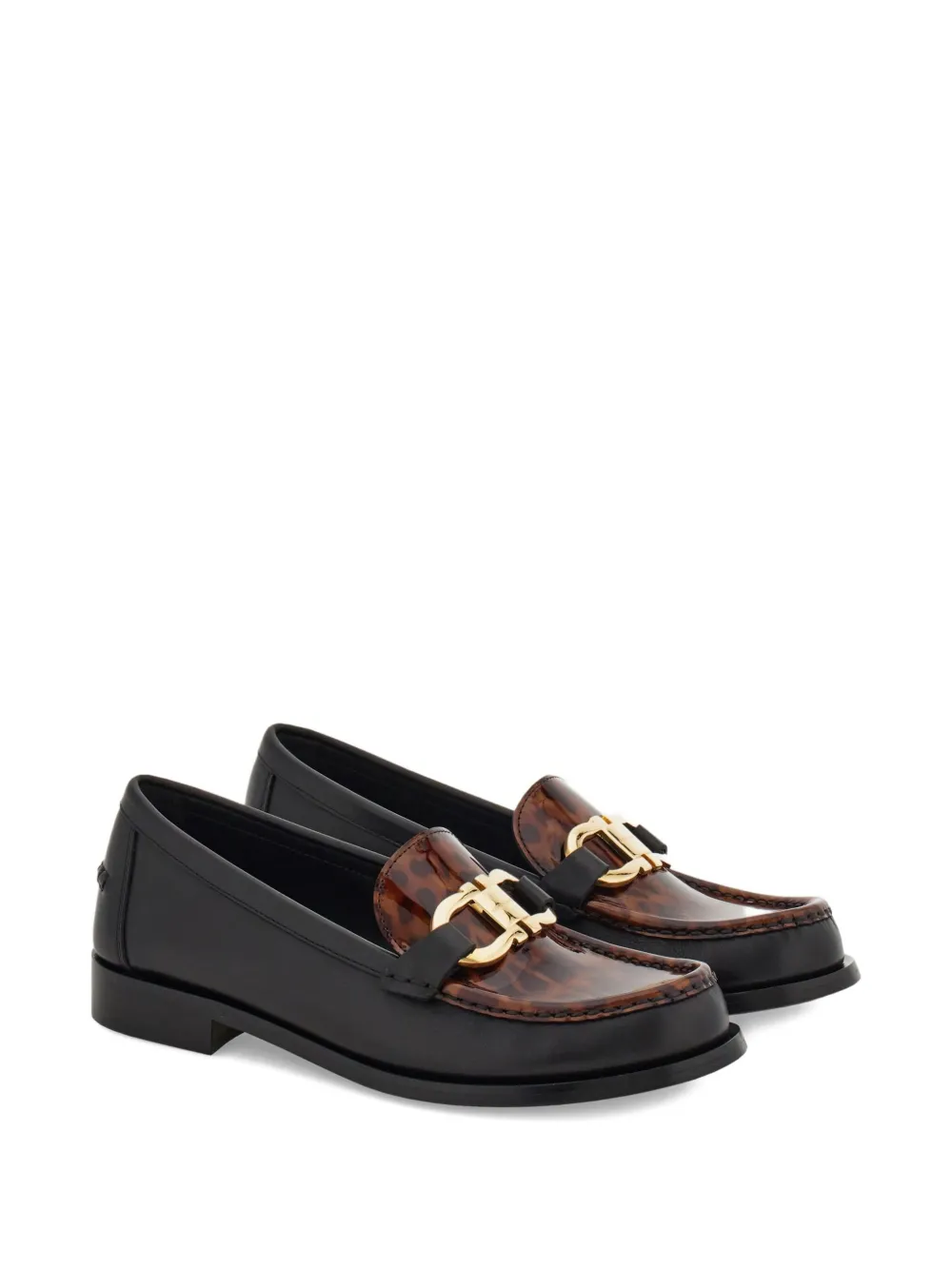 Ferragamo Tortoiseshell Gancio Loafers In Multi