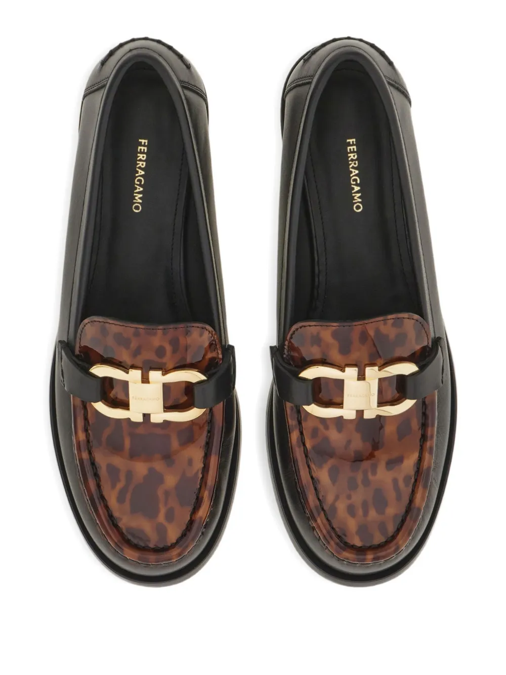 Ferragamo Tortoiseshell Gancio Loafers In Multi