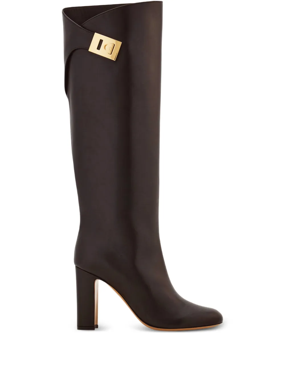 Ferragamo 90mm Hug-buckle knee-high boot - Brown