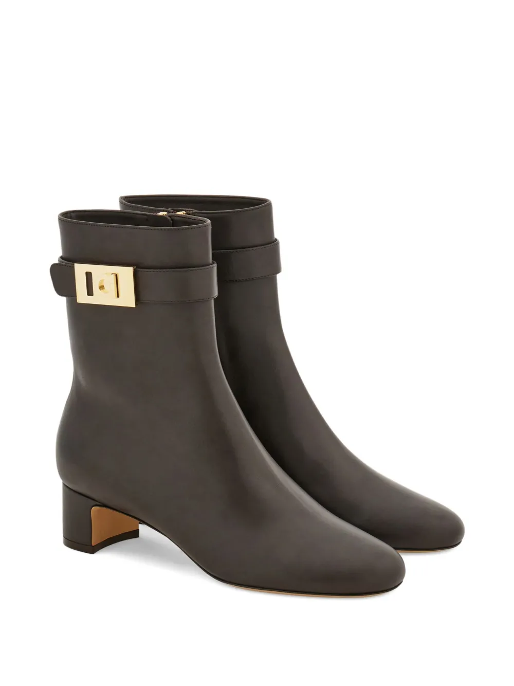 Ferragamo 40mm enkellaarzen met gesp Bruin