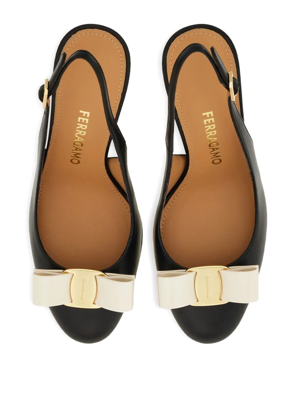 Ferragamo 90mm slingback pumps met strik Zwart