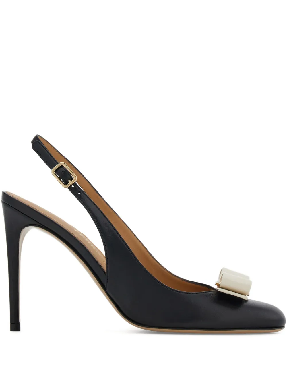 Ferragamo 90mm Bow Slingback Pumps In Black