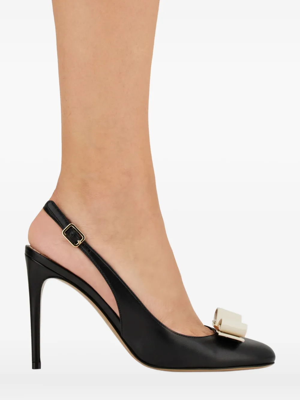 Ferragamo 90mm slingback pumps met strik Zwart