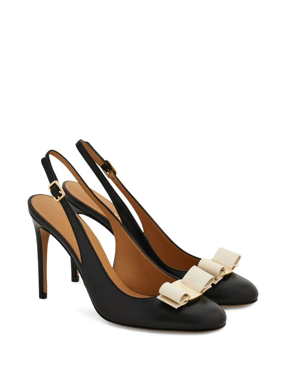 Ferragamo 90mm slingback pumps met strik Zwart