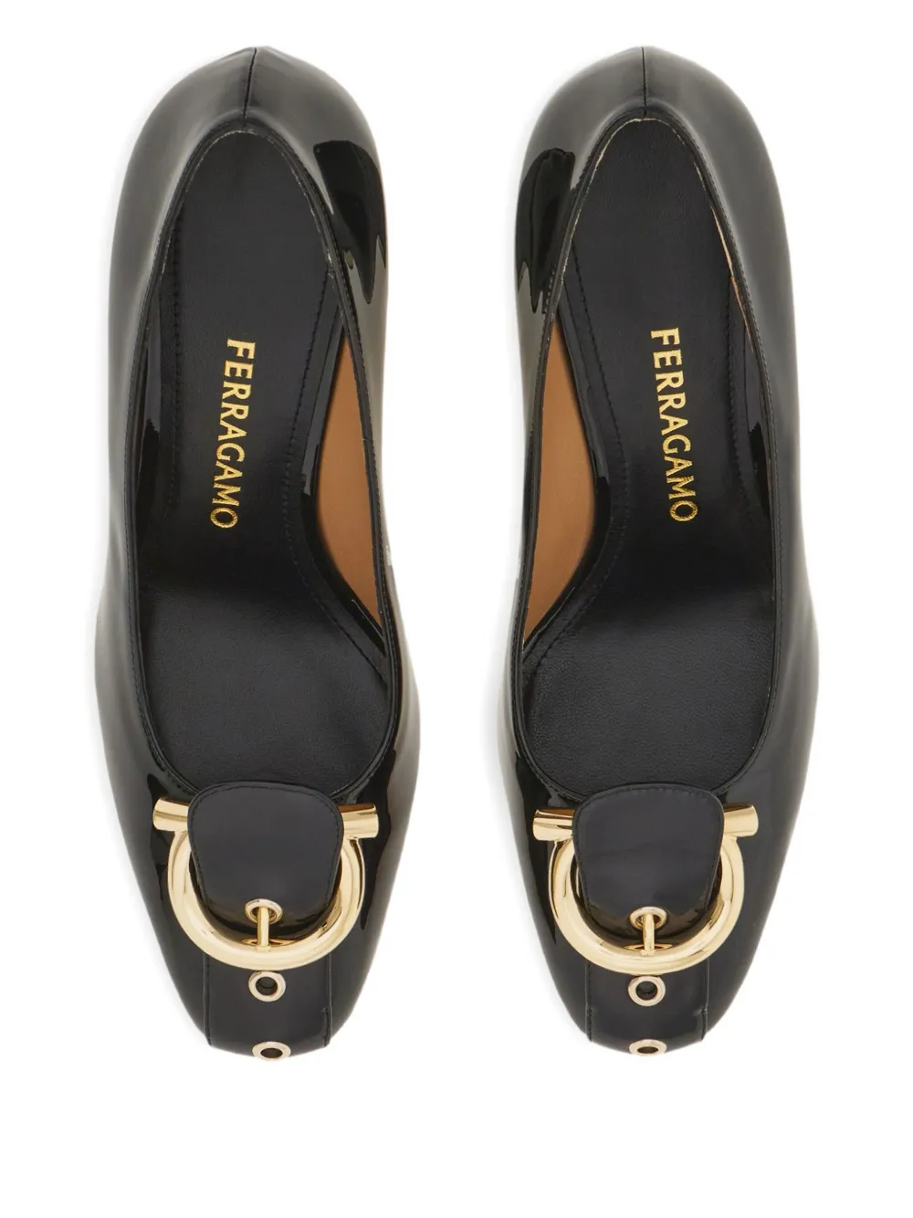 Ferragamo 70mm Gancini pumps met blokhak Zwart