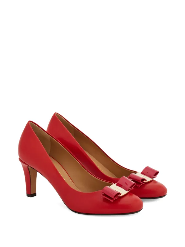 赤 パンプス リボン Ferragamo ヴァラリボン パンプス レッド FARFETCH JP