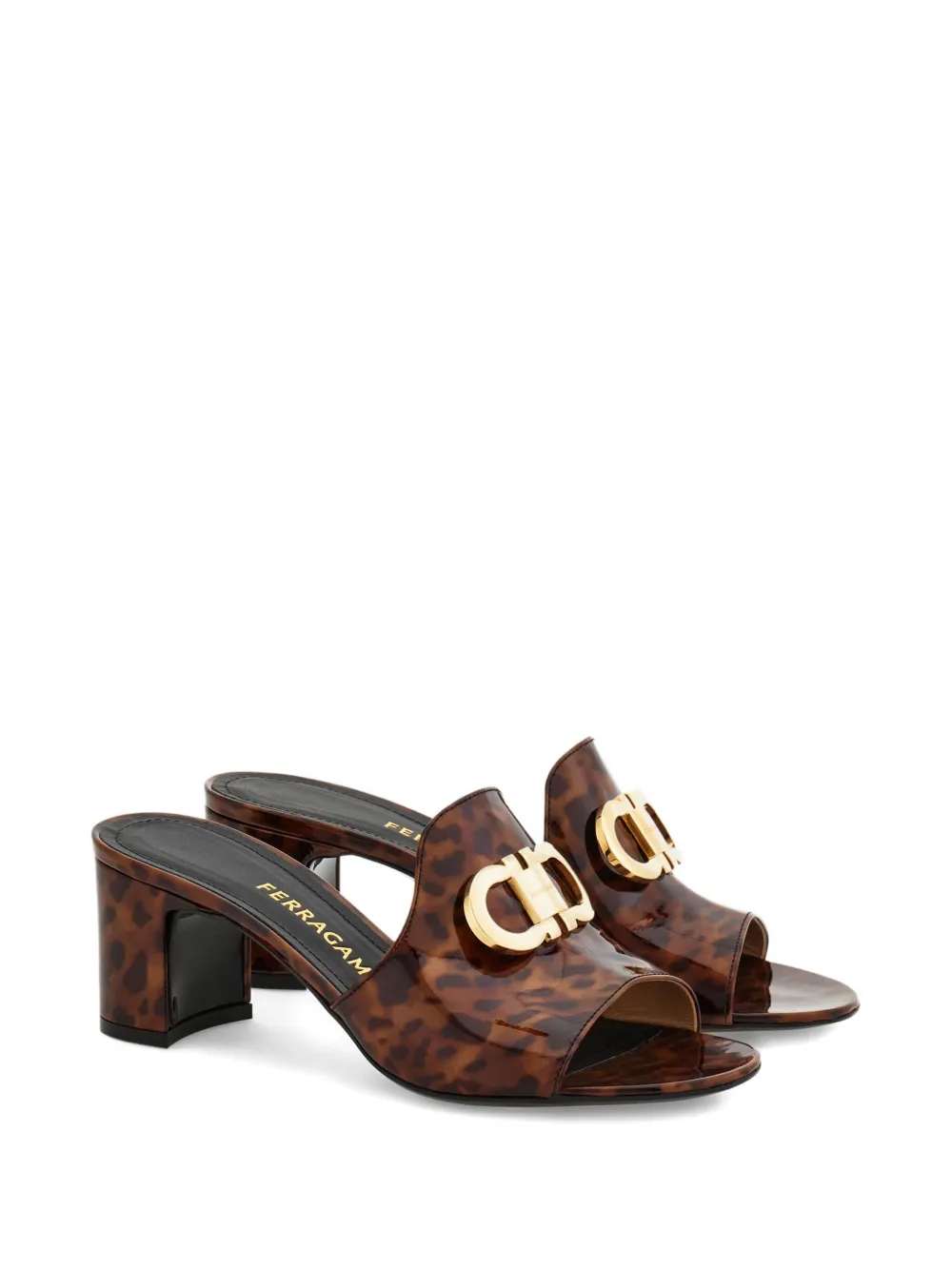 Ferragamo 50mm muiltjes met gancini-gesp Bruin