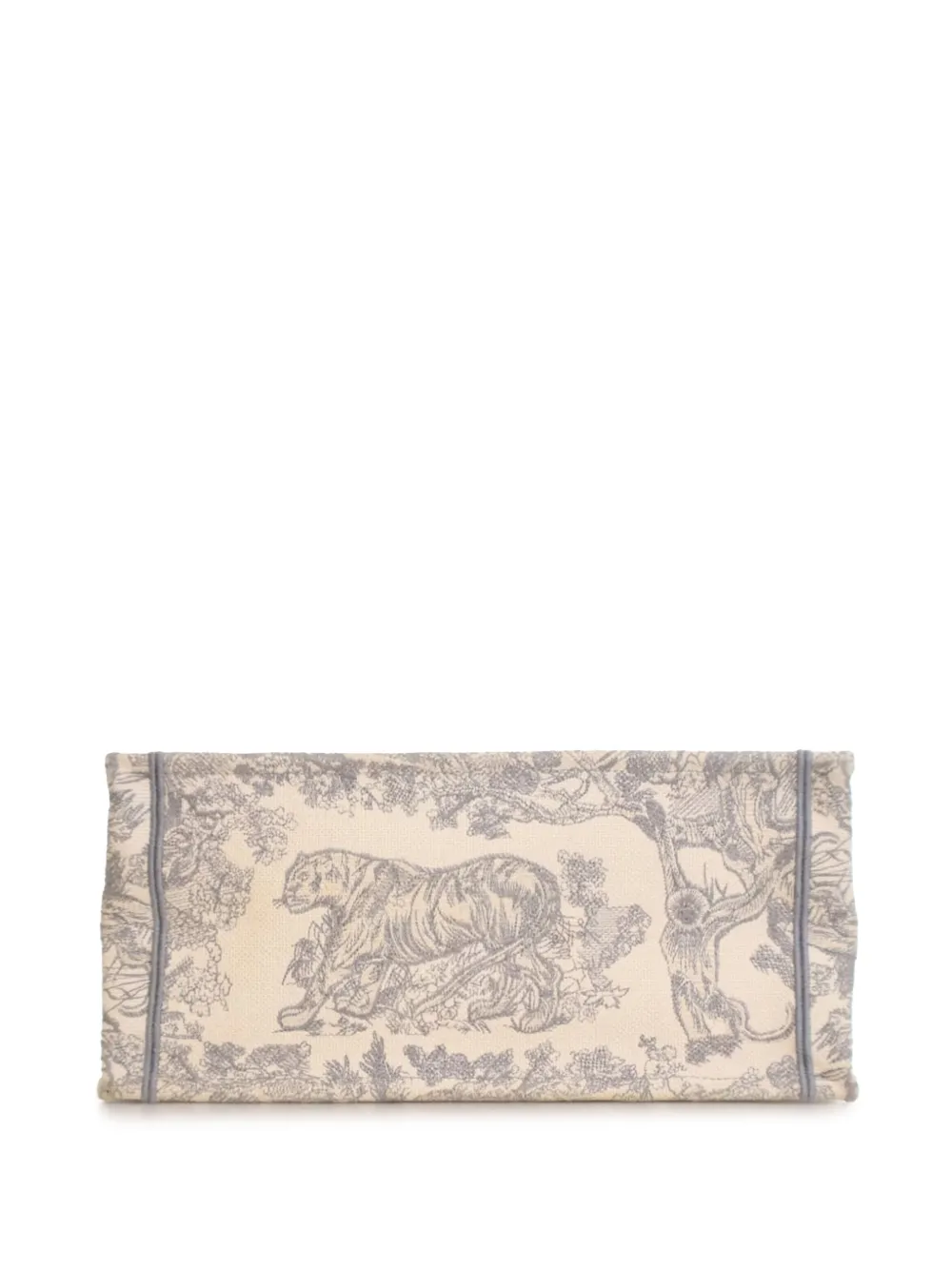 Pre-owned Dior 2015-2025 Medium Toile De Jouy Reverse Embroidered Canvas Book Tote Bag In Gray