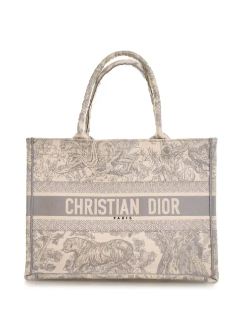 Christian Dior Pre-Owned 2015-2025 Medium Toile de Jouy Reverse Embroidered Canvas Book tote bag