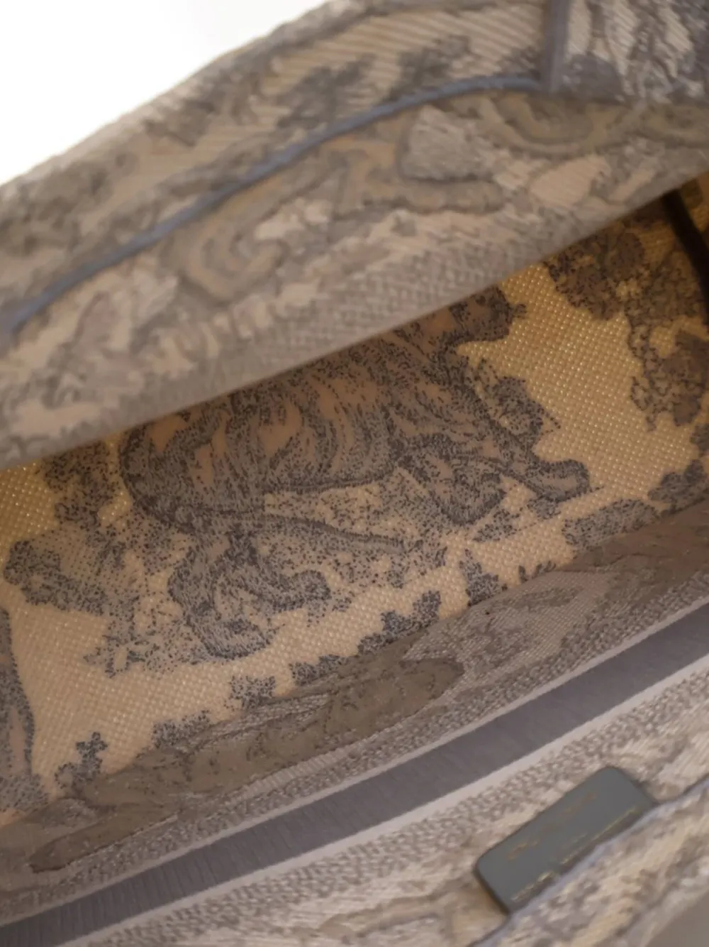 Pre-owned Dior 2015-2025 Medium Toile De Jouy Reverse Embroidered Canvas Book Tote Bag In Gray