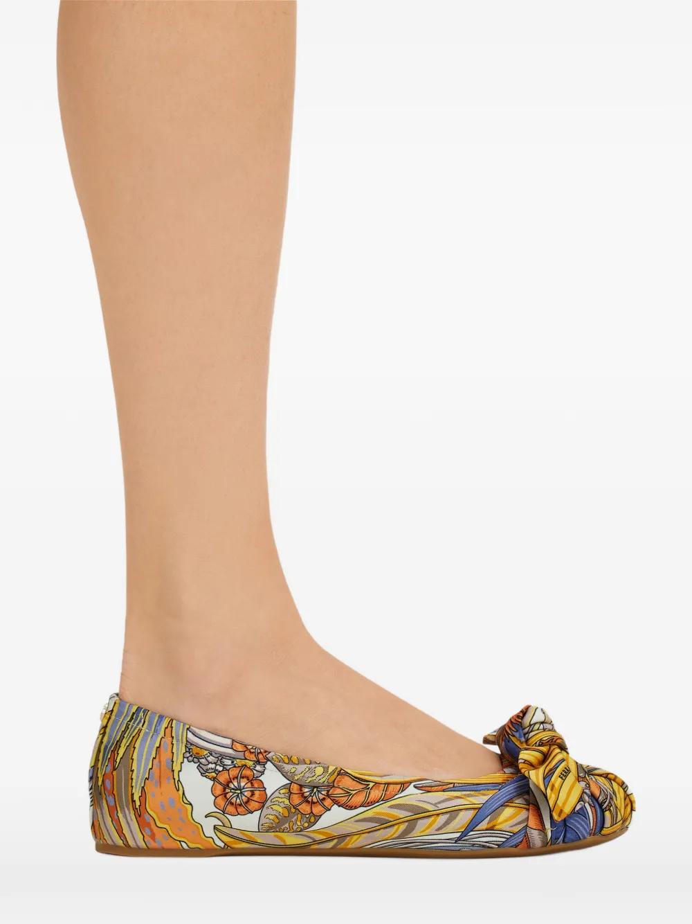 Ferragamo bow embellished ballet flat Geel