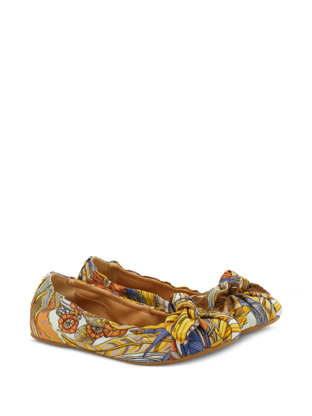 Ferragamo bow embellished ballet flat Geel
