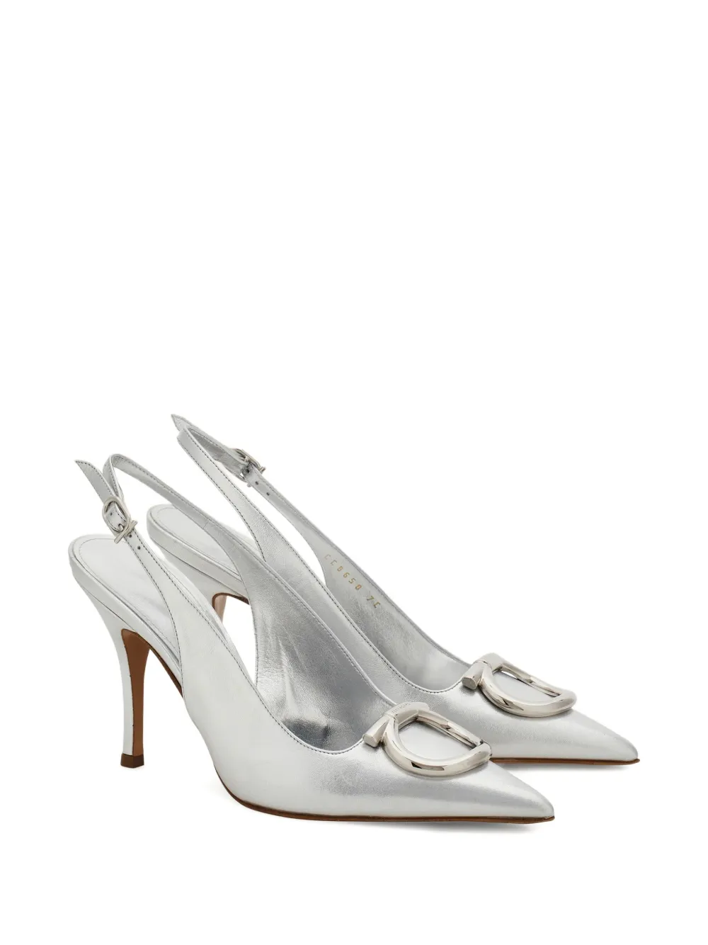 Ferragamo 90mm Gancini Slingback Pumps In Metallic
