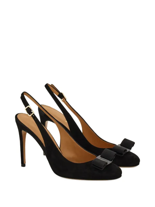 【美品】Ferragamo 羊革 スリングバック パンプス アイボリー6D 美品】フェラガモ ヴァラ リボン スリングバッグ パンプス 美品