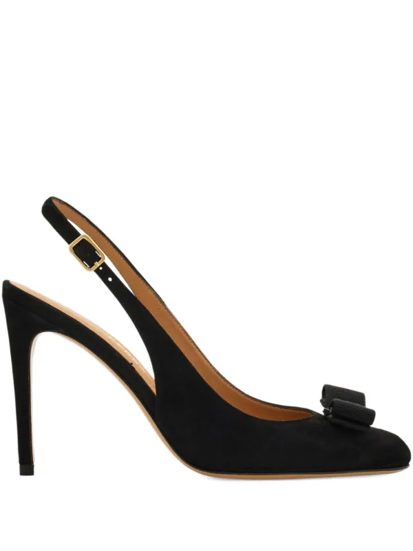 【美品】フェラガモ ヴァラ リボン スリングバックパンプス 黒 8C 25.5 Ferragamo ヴァラ リボン スリングバック パンプス | ブラック