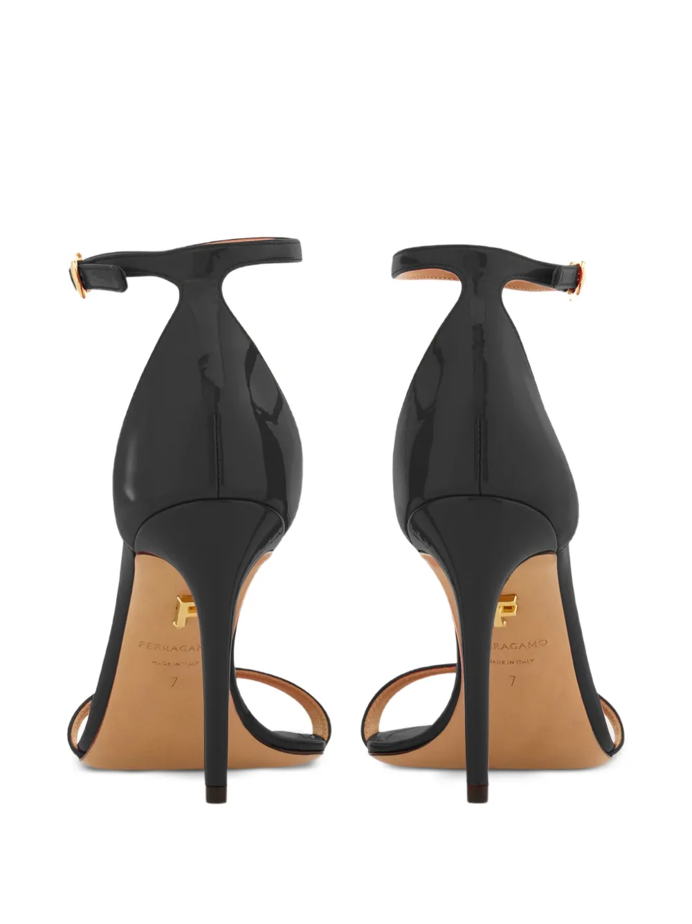 Ferragamo 90mm stiletto sandalen met bandjes Zwart