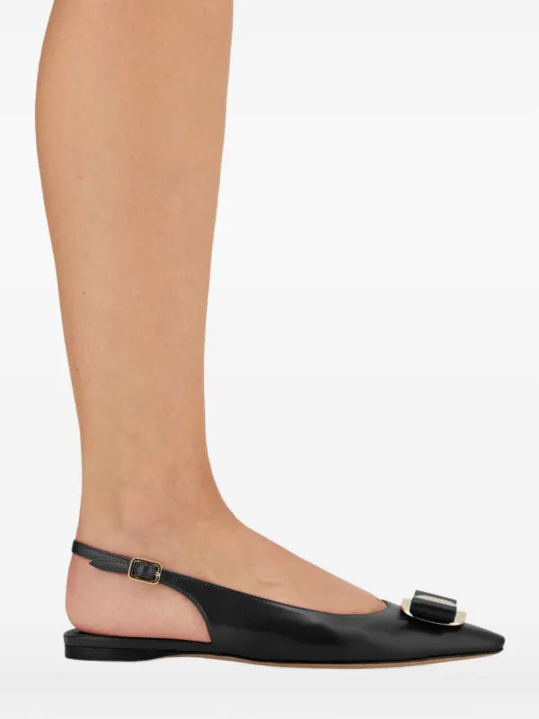Ferragamo ヴァラリボン レザーフラットパンプス | ブラック | FARFETCH JP