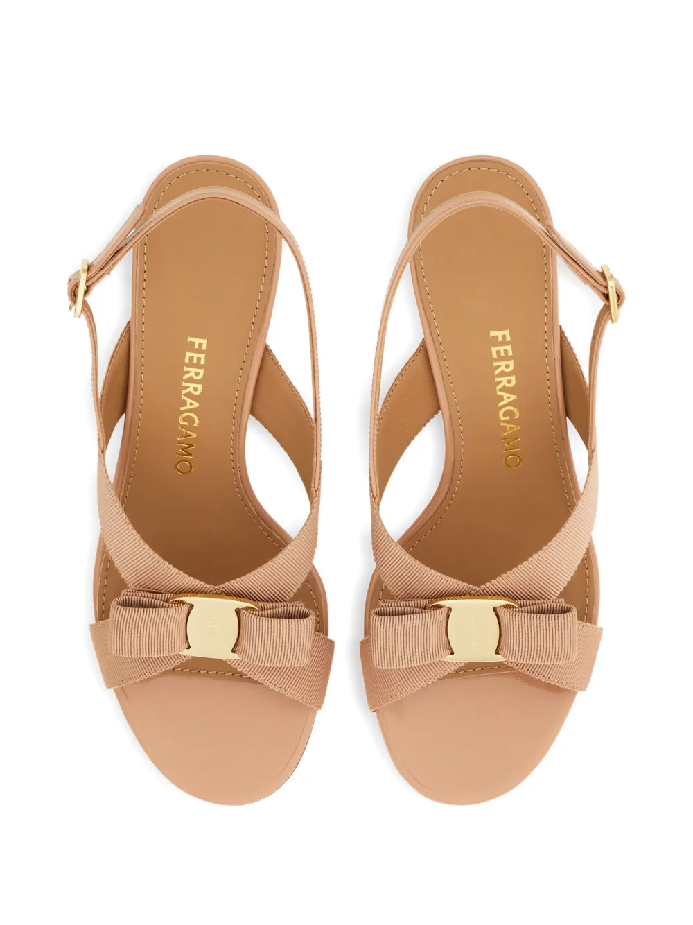 Ferragamo 50 mm Vara slingback sandalen met strik Bruin