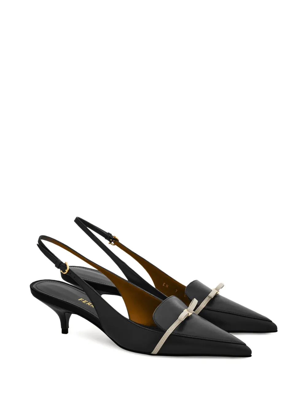 Ferragamo 40 mm slingback pumps met strikdetail Zwart