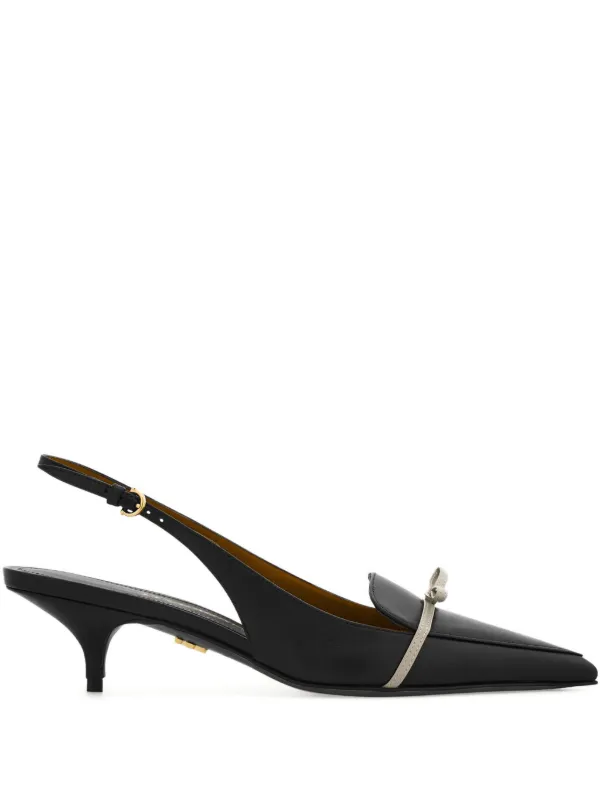 Ferragamo Pointed Bow-detail Slingback Pumps in Black