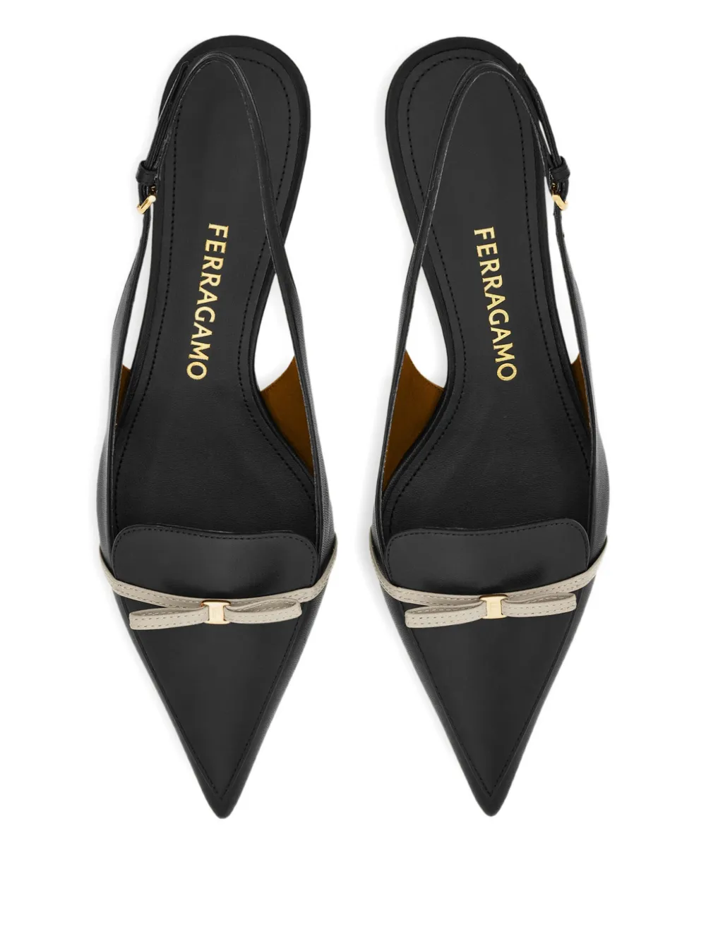 Ferragamo 40 mm slingback pumps met strikdetail Zwart
