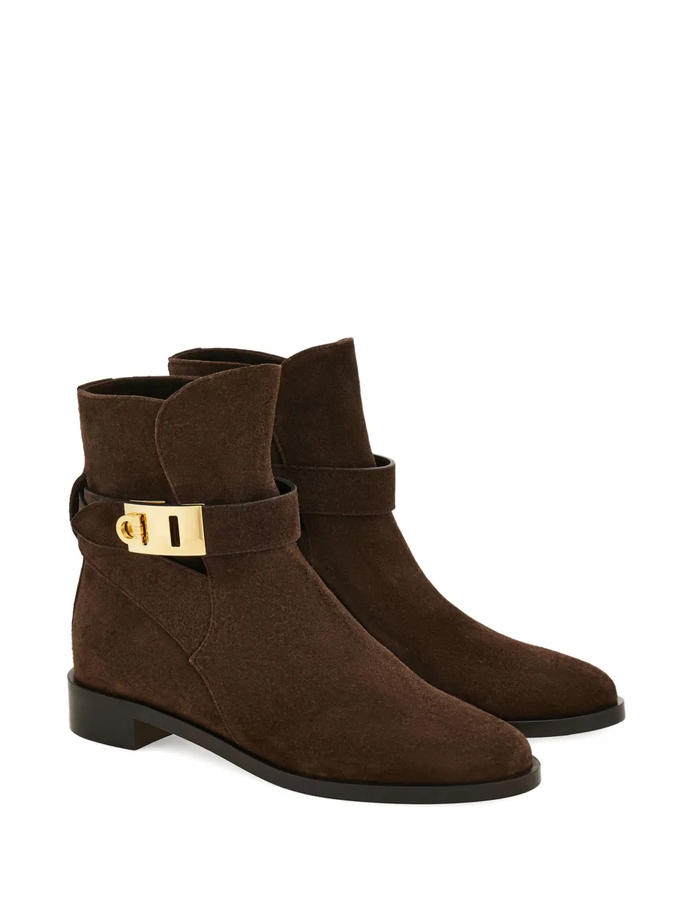 Ferragamo Hug Buckle-strap Ankle Boots In Brown