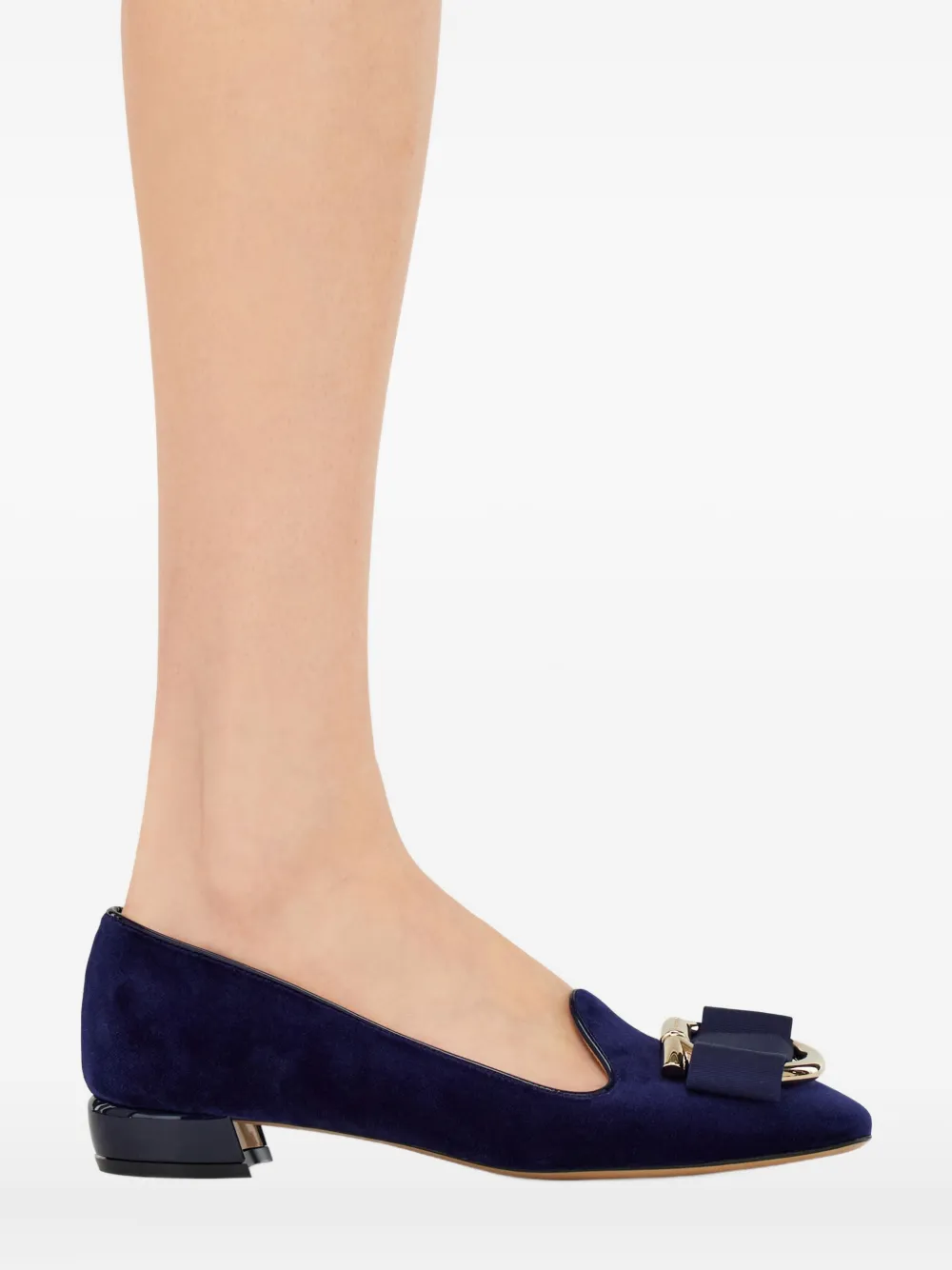 Ferragamo Gancini fluwelen pumps Blauw