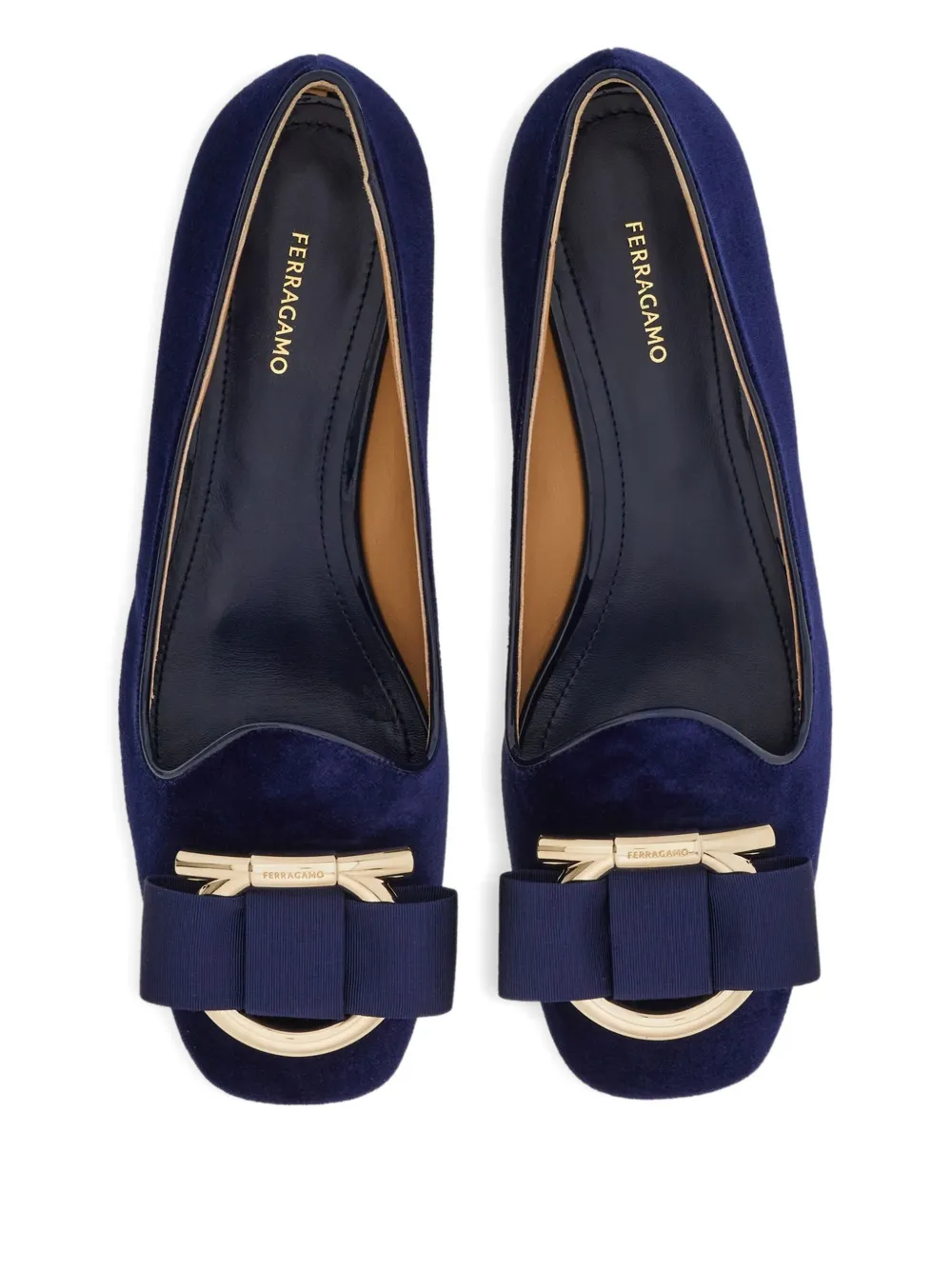 Ferragamo Gancini fluwelen pumps Blauw