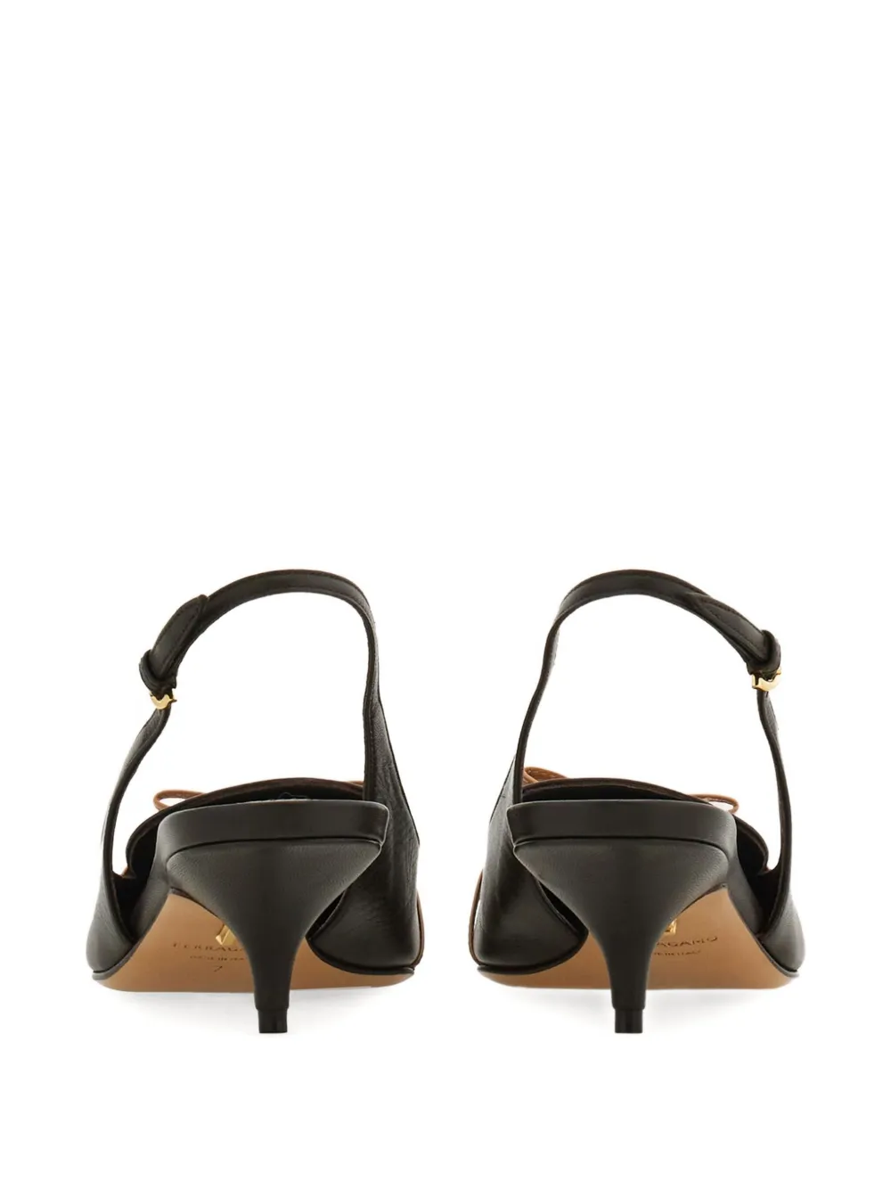 Ferragamo 40mm Pointed Bow Slingback In Brown