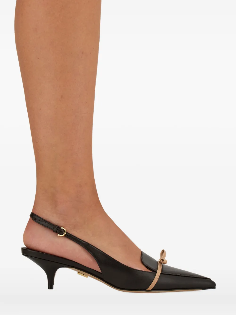 Ferragamo 40mm Pointed Bow Slingback In Brown