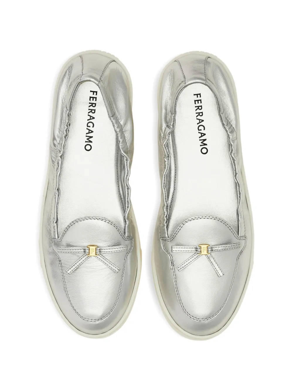 Ferragamo Flexible loafer with mini bow detail Zilver