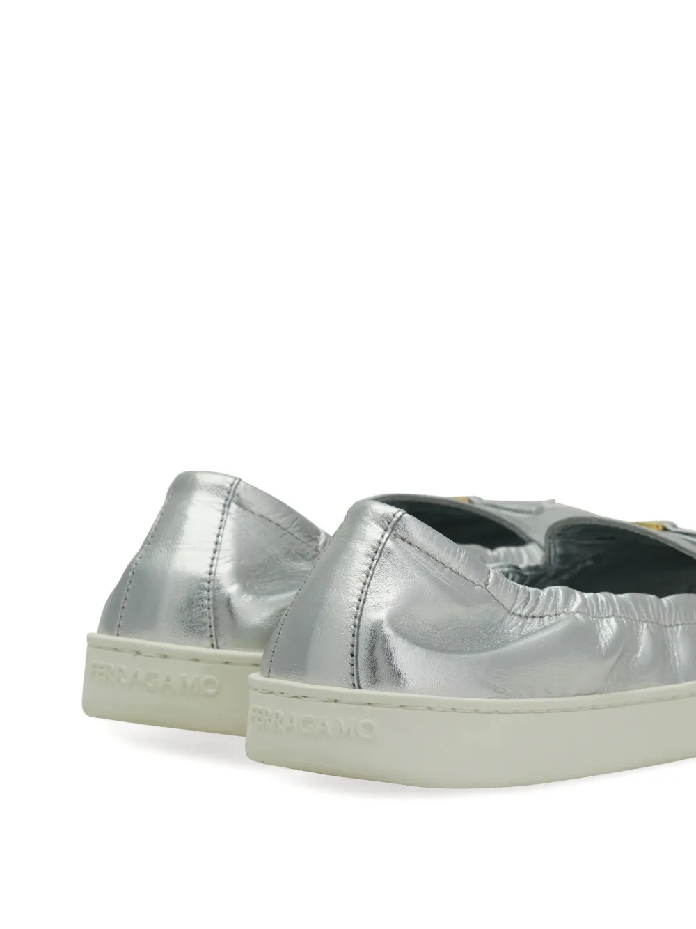 Ferragamo Flexible loafer with mini bow detail Zilver