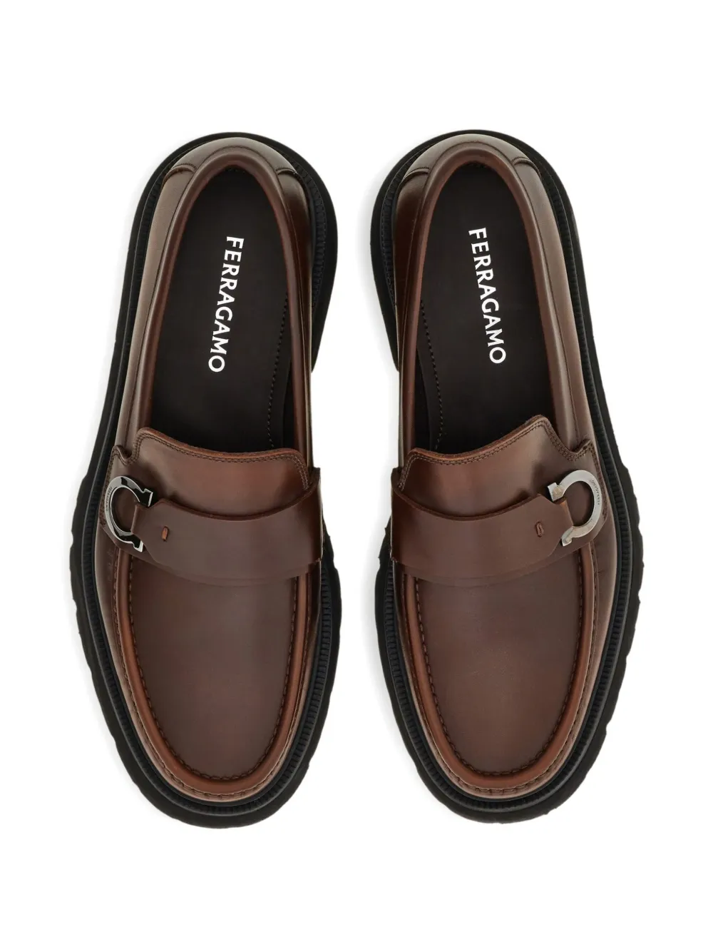 Ferragamo Loafers met Gancini-gesp Bruin