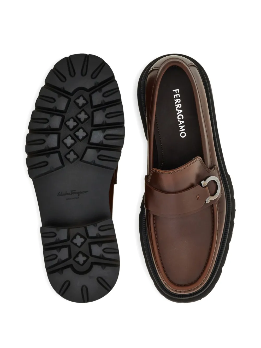 Ferragamo Loafers met Gancini-gesp Bruin