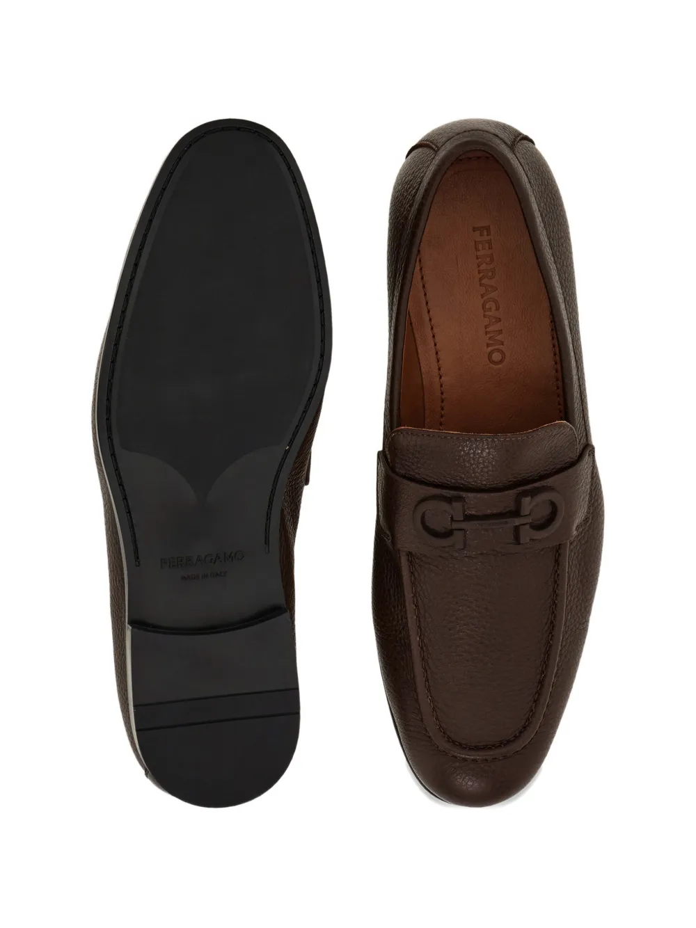 Ferragamo Loafers met Gancini gesp Bruin